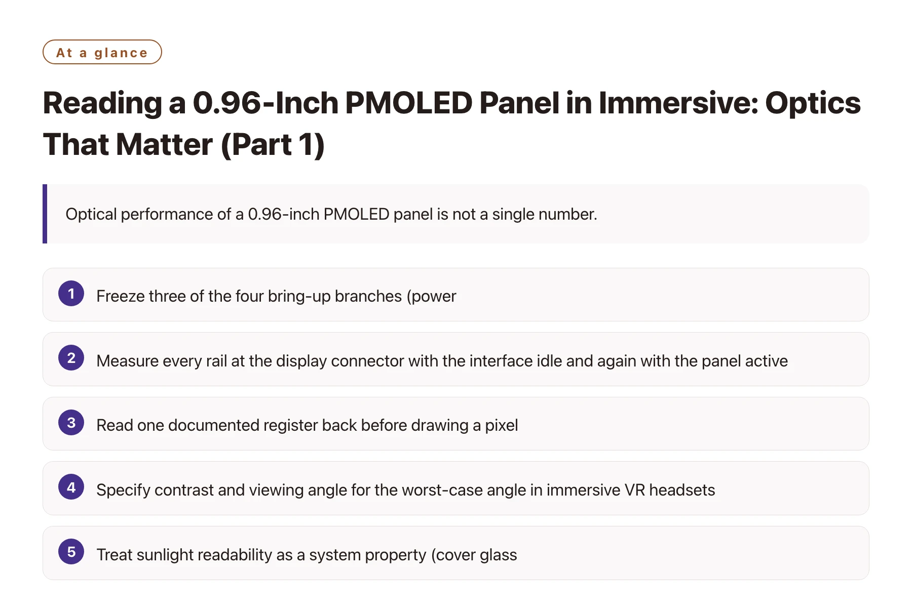Reading a 0.96-Inch PMOLED Panel in Immersive: Optics That Matter (Part 1)——全文要点速览